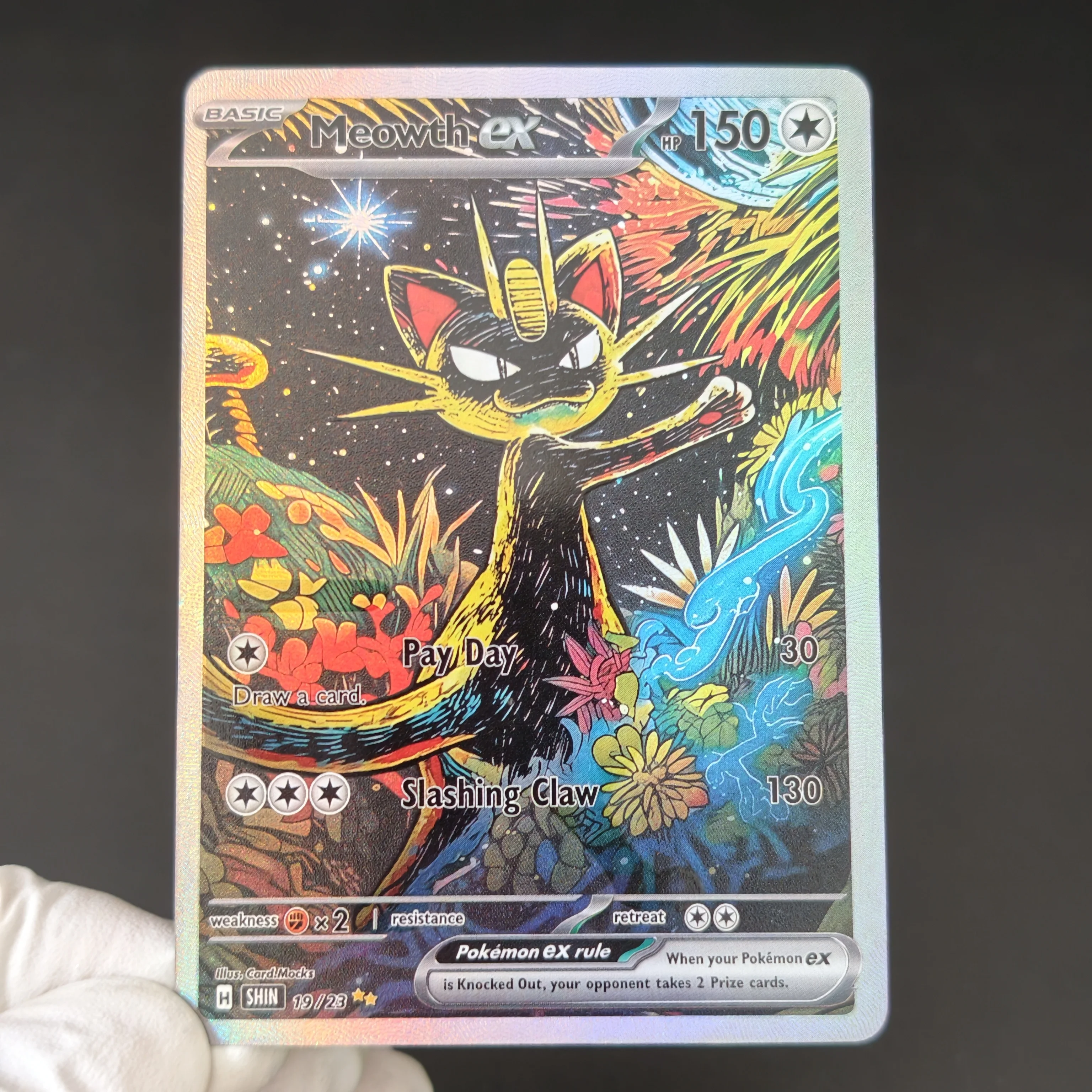 SHIN PTCG Card Dark Fantasy Style Series Espeon Gengar Mewtwo Charizard Rapidash Ampharos Meowth DIY Self Made Collection Card view 5