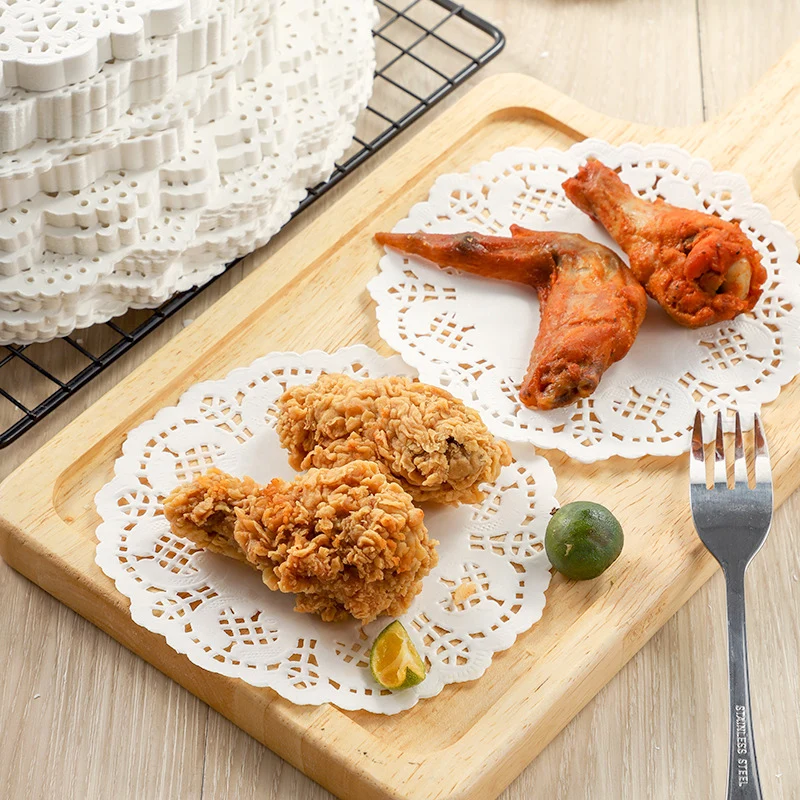 Bakeware for Plates Paper Doilies White Round Shape Lace Cake Mat Coaster Placemat Design Birthday Wedding Gift Table Oilpaper