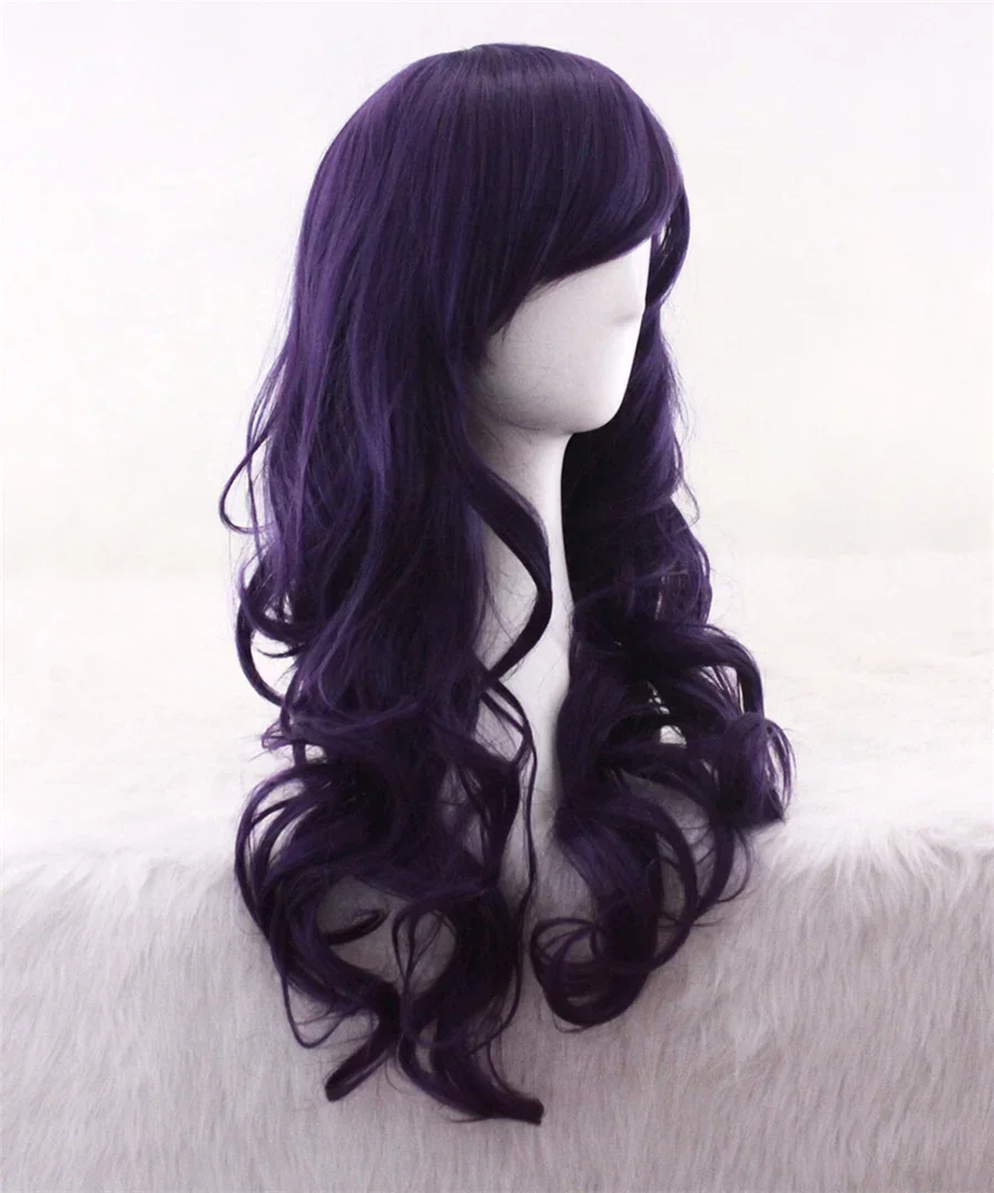 Elizabeth Braddock Betsy Psylocke Long Curly Wavy Purple Corpse Bride Heat Resistant Hair Women Girl Wigs