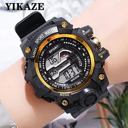 YIKAZE Y03-reloj Digital para hombre, cronógrafo deportivo luminoso, resistente al agua, con fecha, electrónico, militar, Masculino