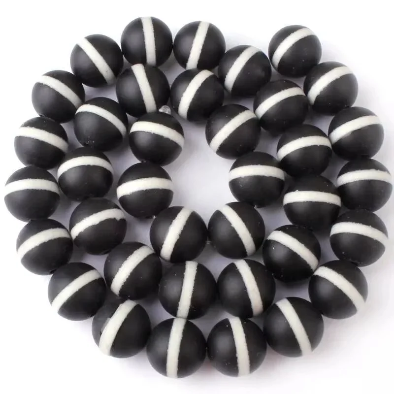 

Natural Black Agtae Round Shape Stone Beads Spacer Strand 15Inches For Necklace Bracelet Pandant Jewelry Making DIY Loose Beads