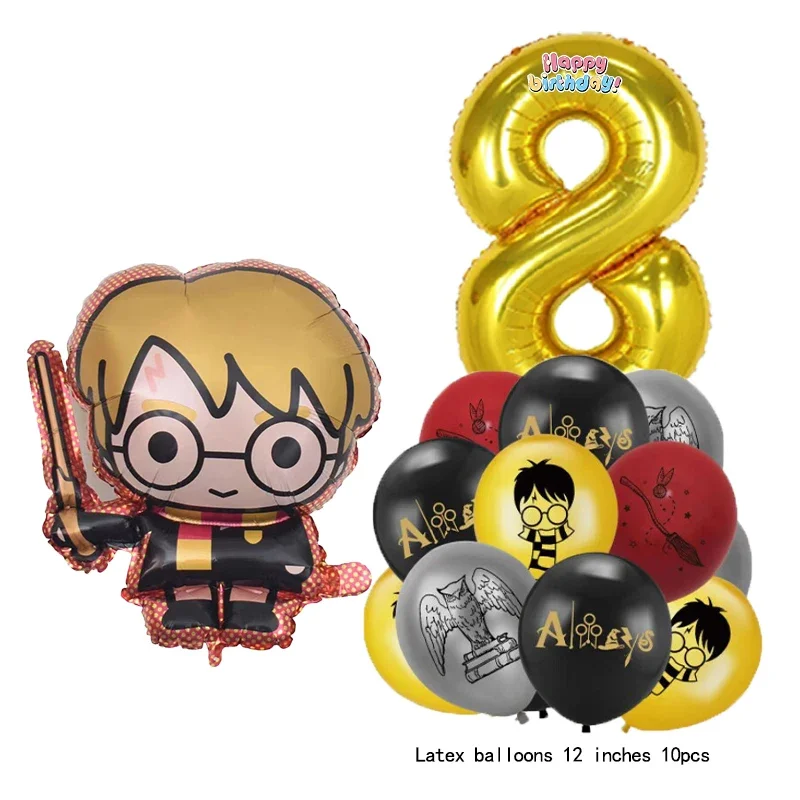 12-teiliges Set Folienballons Nummer 0-9 Zauberer-Cartoon Globos Magisches Harry-Potter-Thema Geburtstagsparty Aluminiumfolie Deko-Zubehör – Detail 9