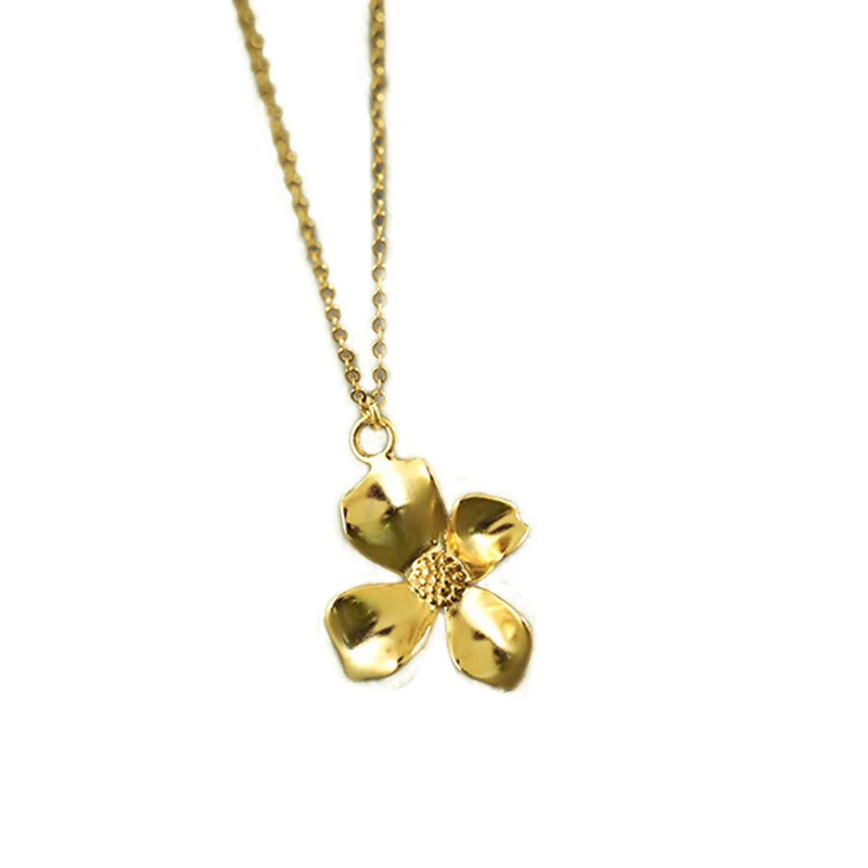 

S925 sterling silver necklace ins new style simple flower necklace female niche temperament collarbone chain