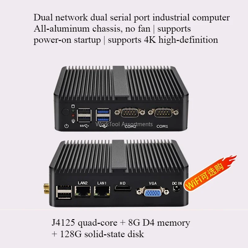 Fanless Mini Industrial PC N100 Quad Core Dual LAN RS485 Embedded Industrial Computer