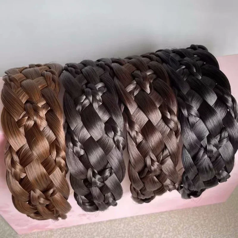 Wide Twist Wig Headbands For Women Wide Fishbone Braids Hairbands Handmade Head Hoop Hair Styling Headwear Accessories Gift