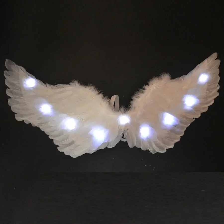 Halloween Luminous Glow LED Party Light Up Angel Feather Wing Photo Prop Costume Home Wall Decor Birthday Gift Wedding Christmas