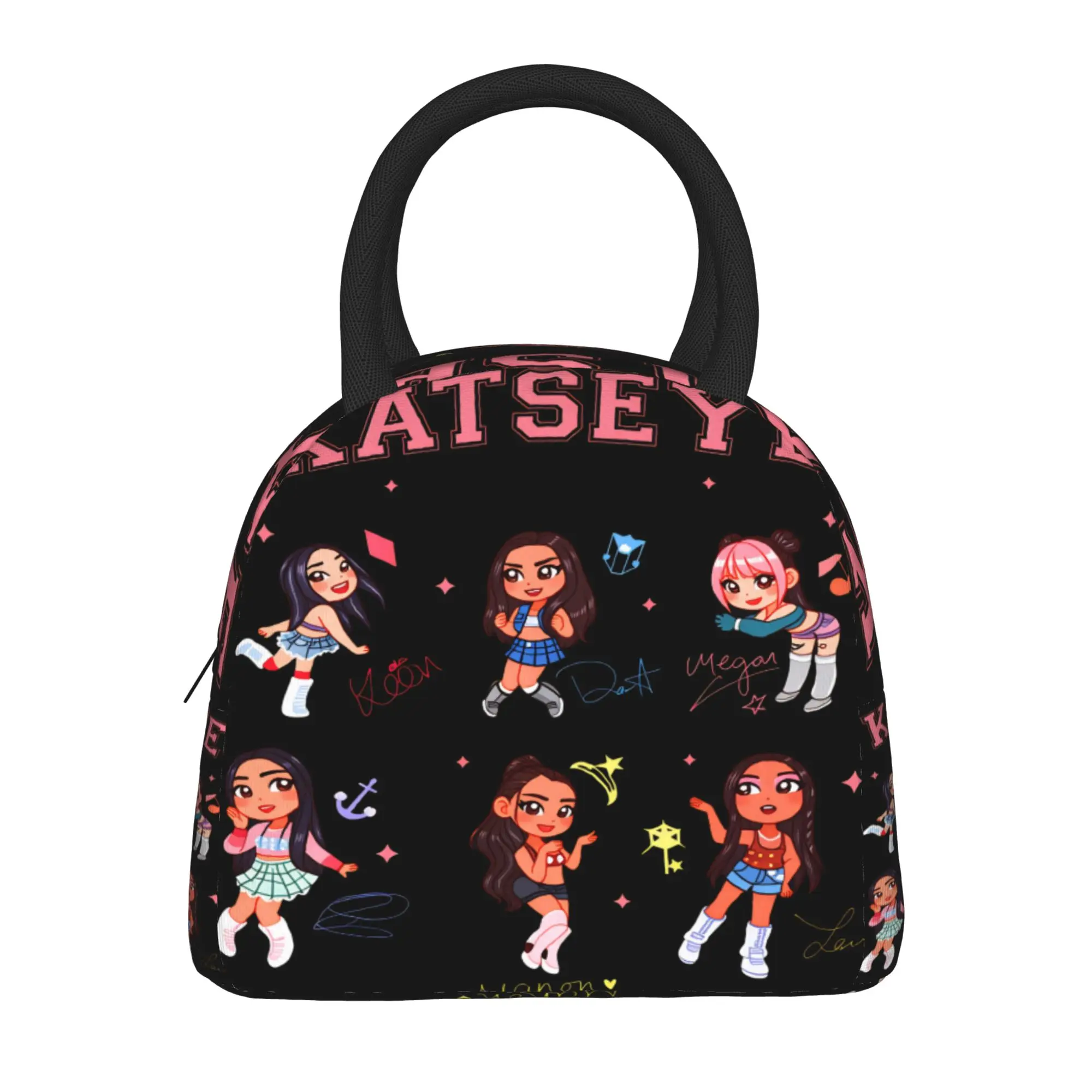 Katseye The Beautiful Chaos Tour (2) Lunchtasche für Frauen, Grafische Outdoor-Picknick-Lunchbox, Lässige Tragbare Oxford-Kühltasche