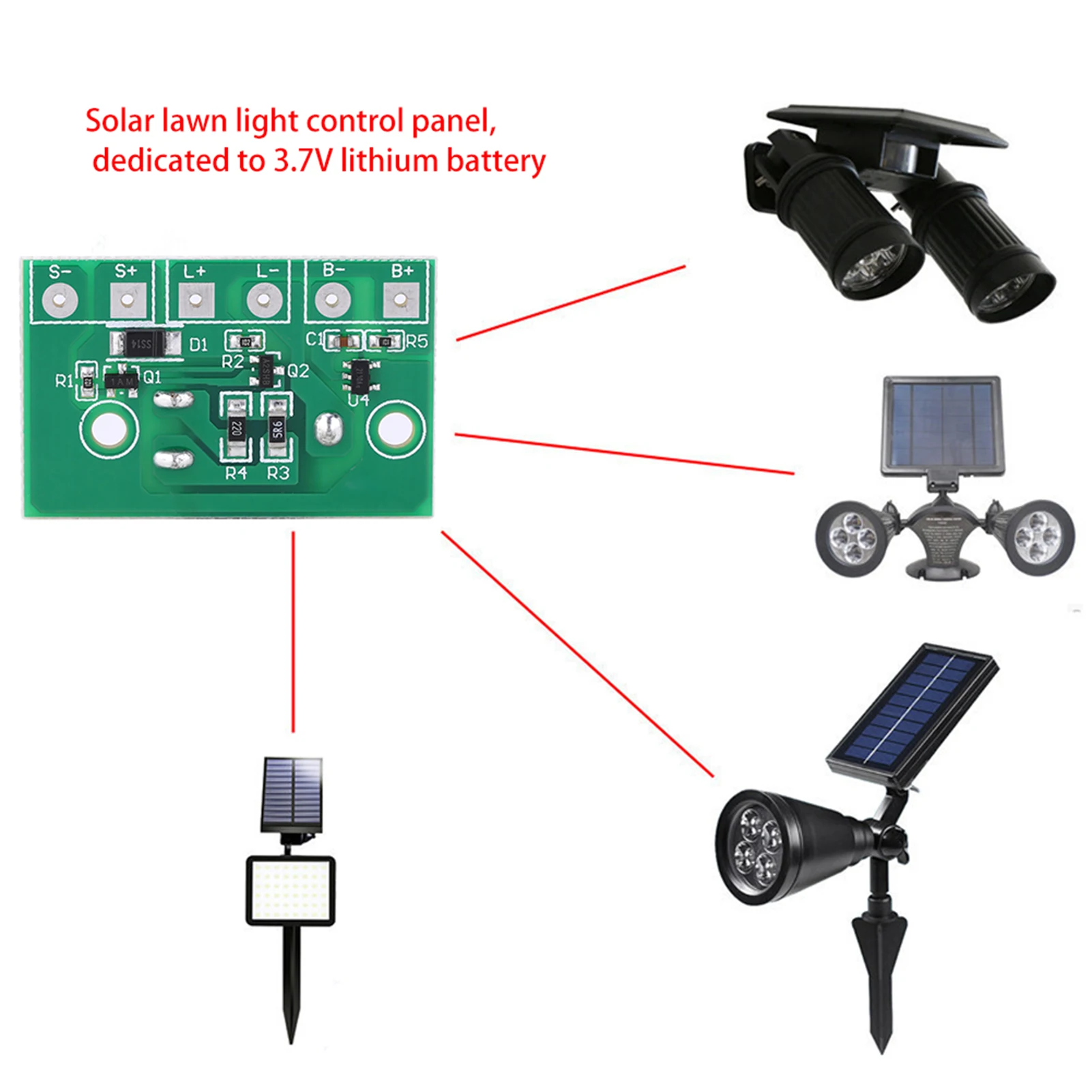 Solar Lamp Controller Module Control Circuit Board with Switch for 3.7V Lithium Battery