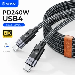 ORICO 240W szybkie ładowanie USB4 kabel do transmisji danych PD3.1 linii zasilania typu C kabel 8K @ 60Hz 40 gb/s dla PS5 Nintendo przełącznik Galaxy S22 MacBook