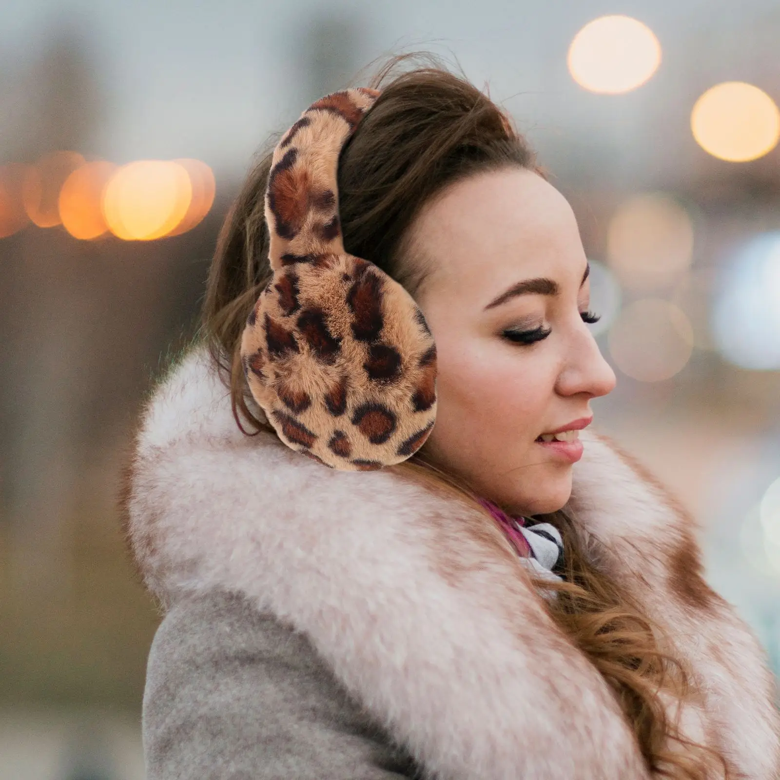 Winter Ear Muffs Women And Girls Faux Fur Cute Leopard Earmuffs Fluffy Ear Covers For Outdoor Cozy Cold Weather Accessories