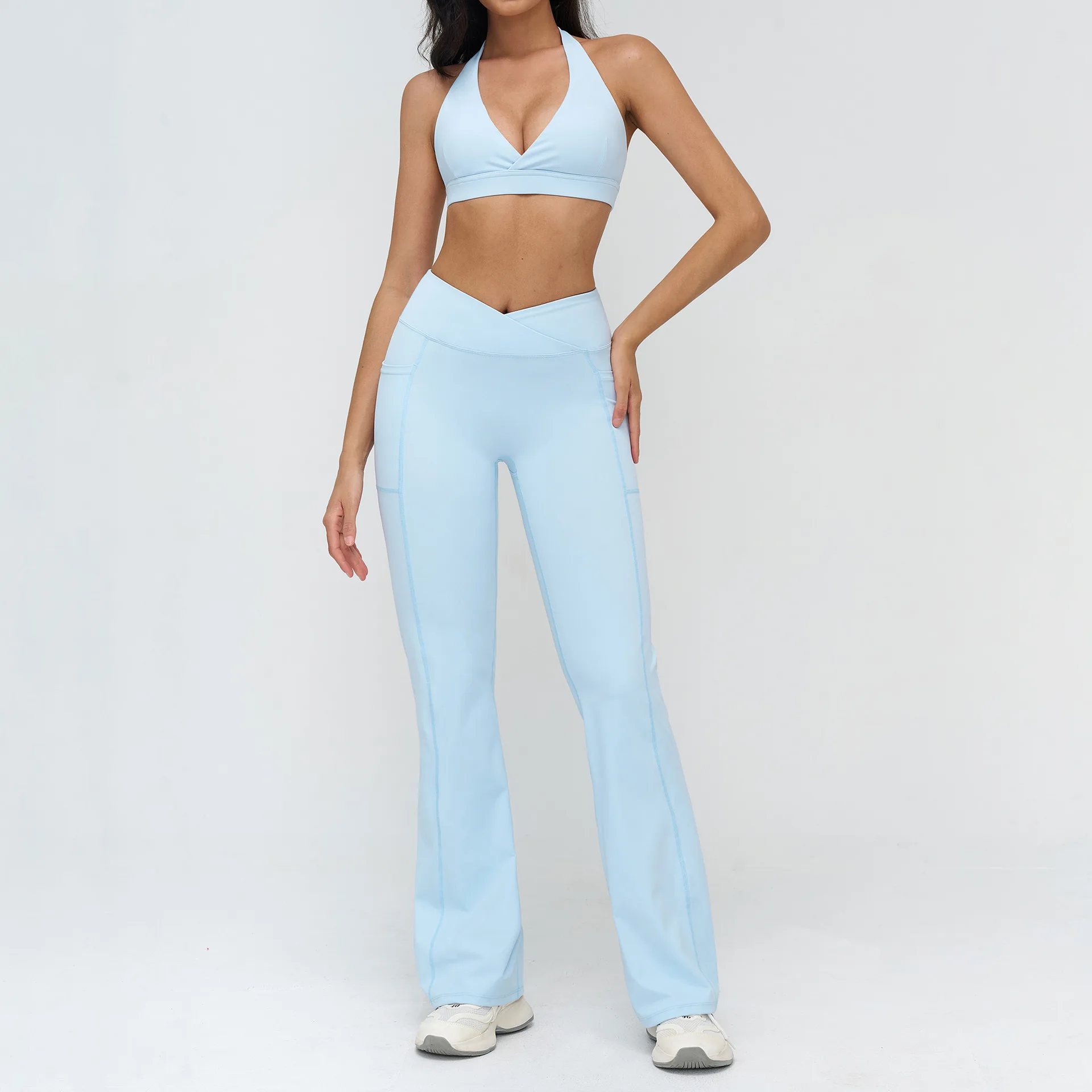 بدلة اليوغا 2 قطعة مجموعة رياضية ملابس الصالة الرياضية النساء رياضية الجري تجريب الملابس طويلة الأكمام الرياضة الصدرية ملابس رياضية ملابس اليوغا #4