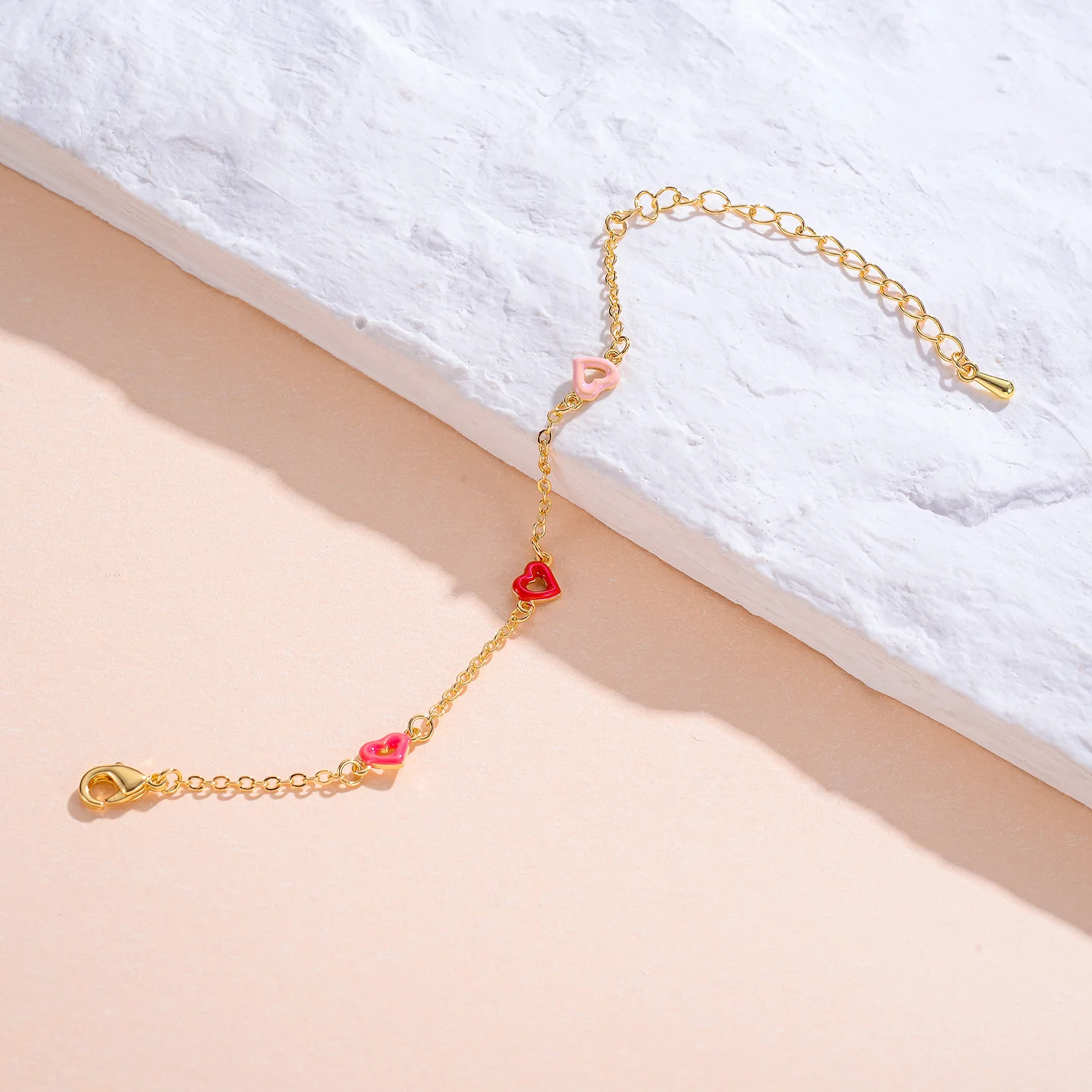 New Arrival Heart Anklets Bracelet Kids Copper Gold Color Chain Charm Bracelets for Women Girls Jewelry