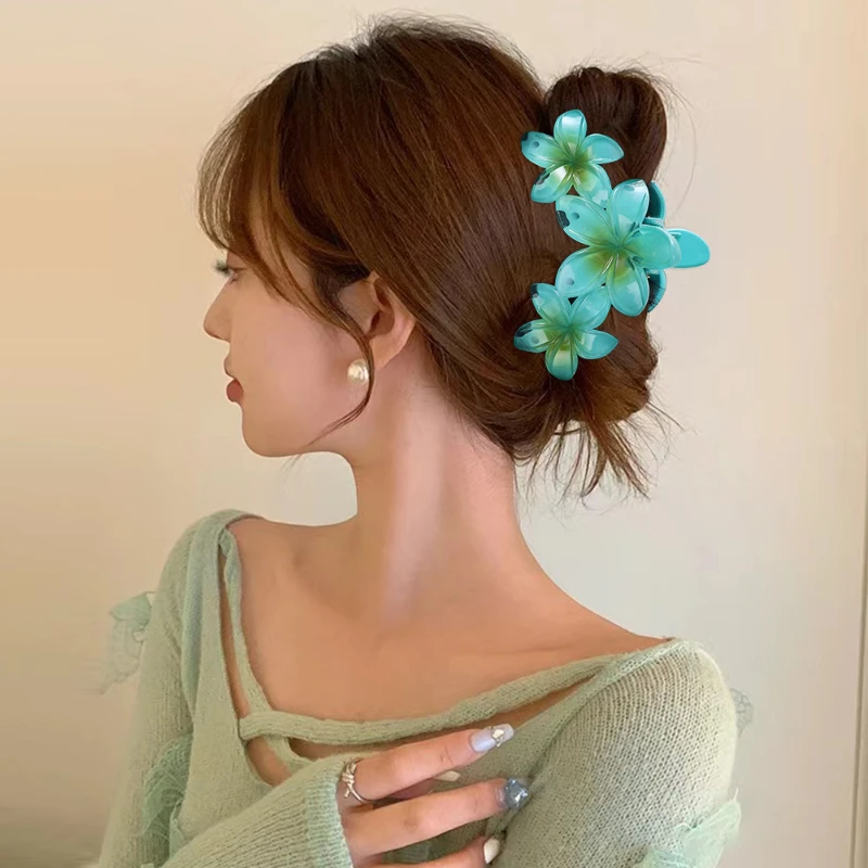 2024 new Flower Hairpin Clip Back of Head Hairpin Shark Clip Japanese and Korean Seaside Vacation Hair Accessories for Women