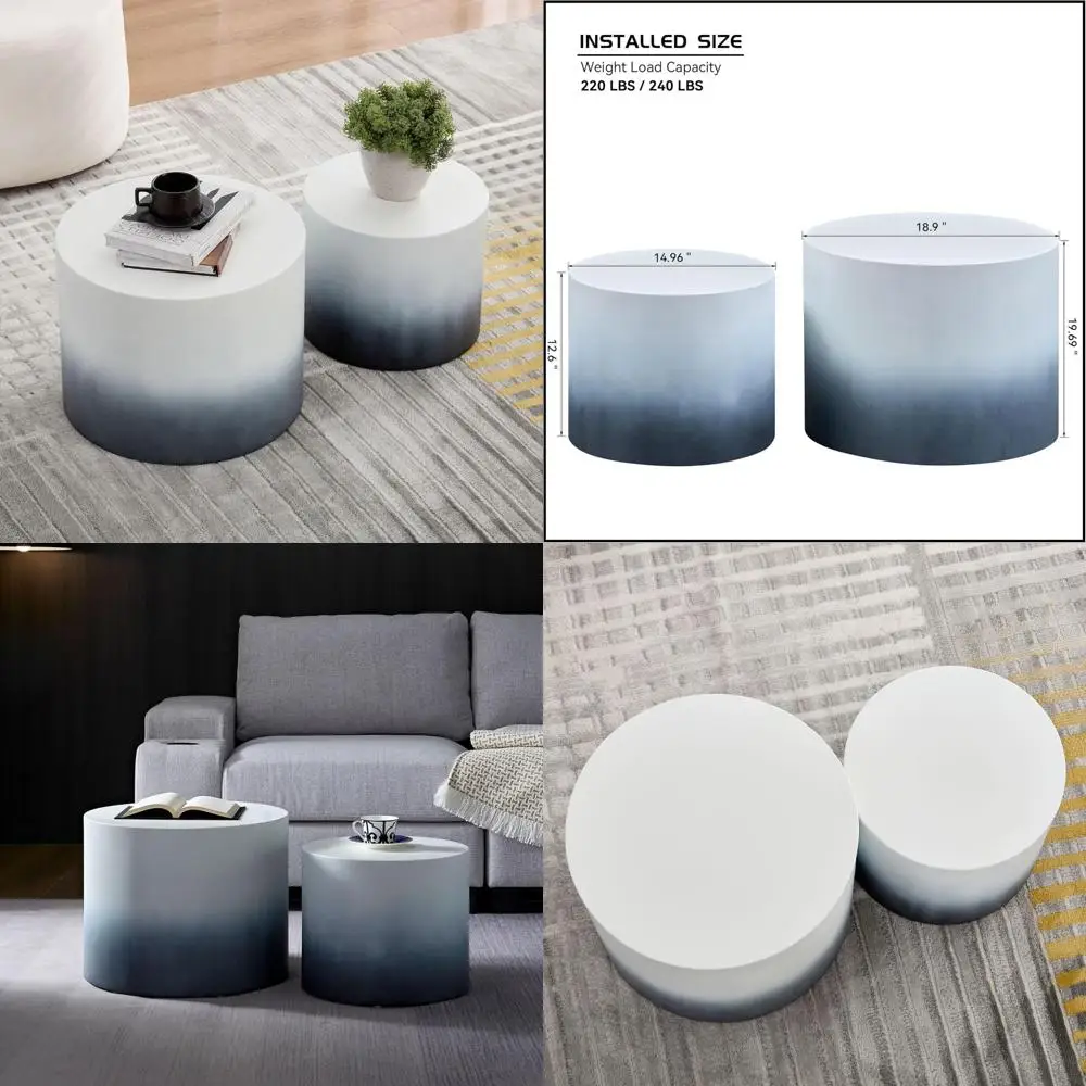 

Modern Nesting Coffee Table Set for Living Room, Circular Wooden Tables Ideal for Small Spaces, Minimalist Design