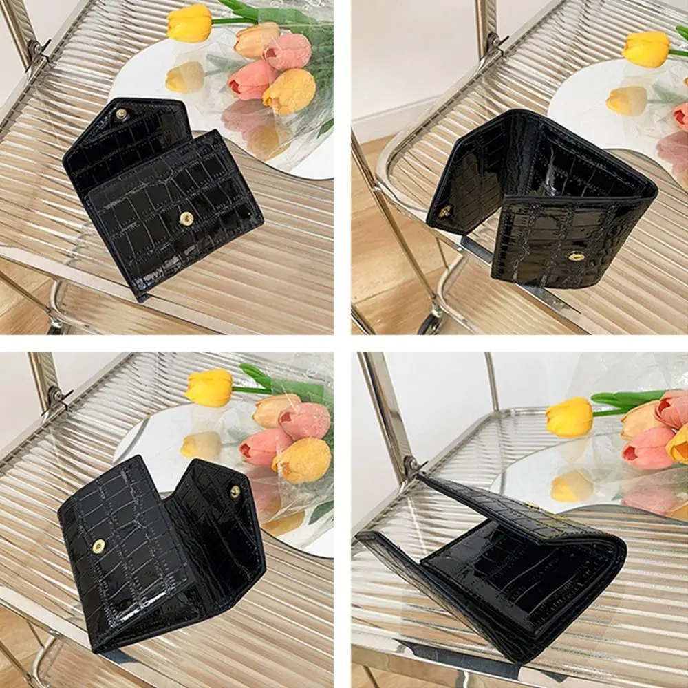 Fashion Short Mini Wallets Laser Stone Pattern Coin Purses Multi-functional PU Card Holder Women