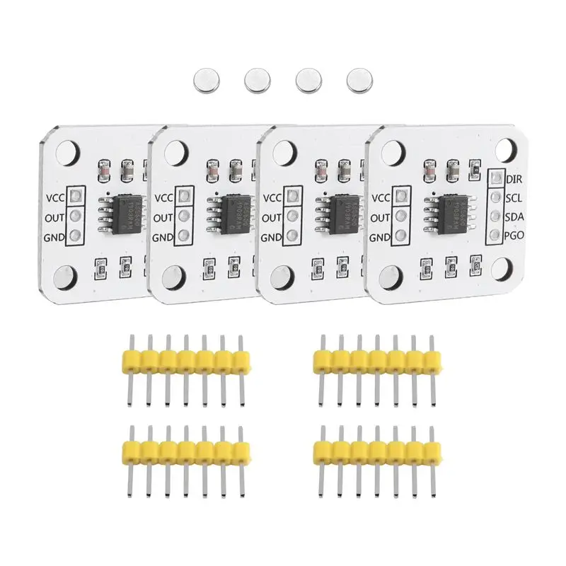 

AED7-4Pcs AS5600 Magnetic Encoder Magnetic Induction Angle Measurement Sensor Module 12Bit High Precision