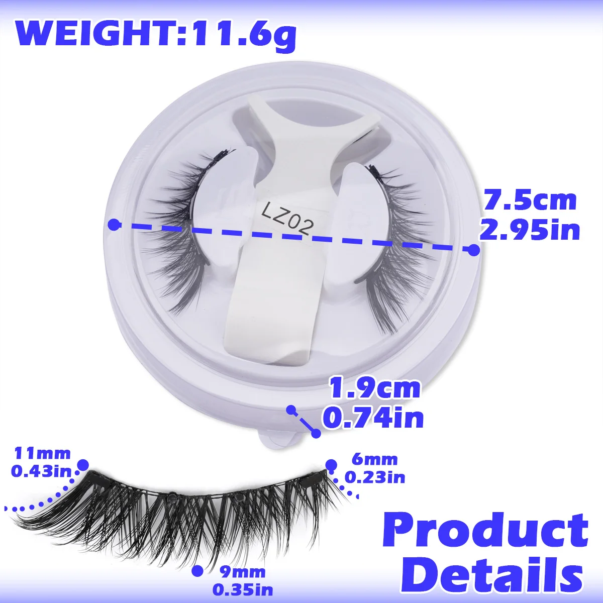 1 par de pestañas magnéticas para ojos con extremos alados, pestañas magnéticas suaves y reutilizables, aspecto Natural, pestañas postizas 3D, maquillaje con herramienta