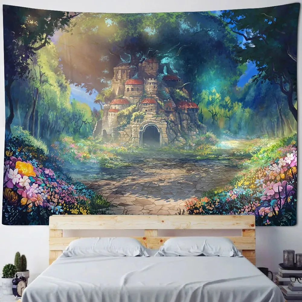 Room Art Decor Background Blanket Bed Sheet Home Wall Decor Fairy Tale Forest Tapestry Cute Hippie Fantasy