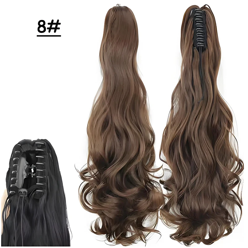 22-дюймовый длинный волнистый парик с зажимами в хвосте подходит для женских повседневных встреч и косплея в виде вьющегося хвоста