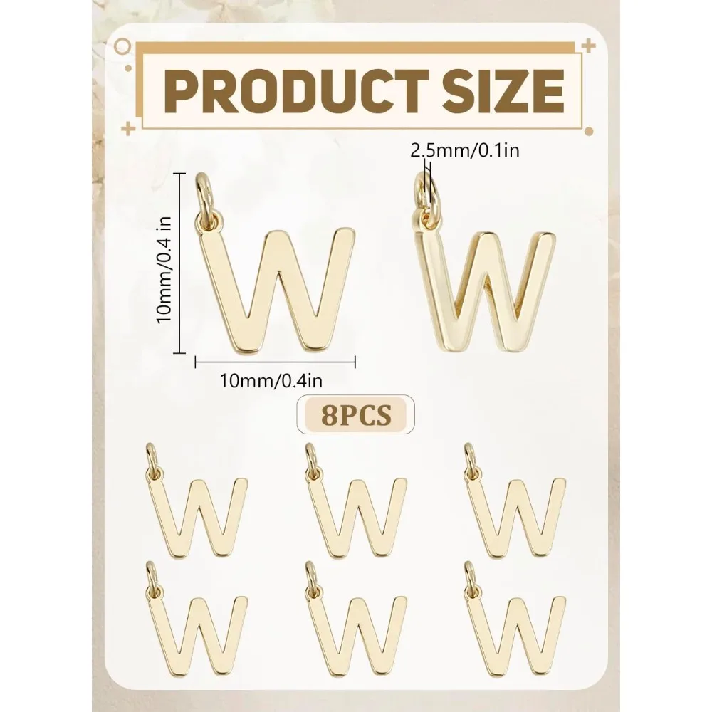 

8Pcs Alphabet Charms Letter W Pendant 26 Alphabet Charms for Jewelry Handmade Making Supply Gifts DIY Making Necklace Earring