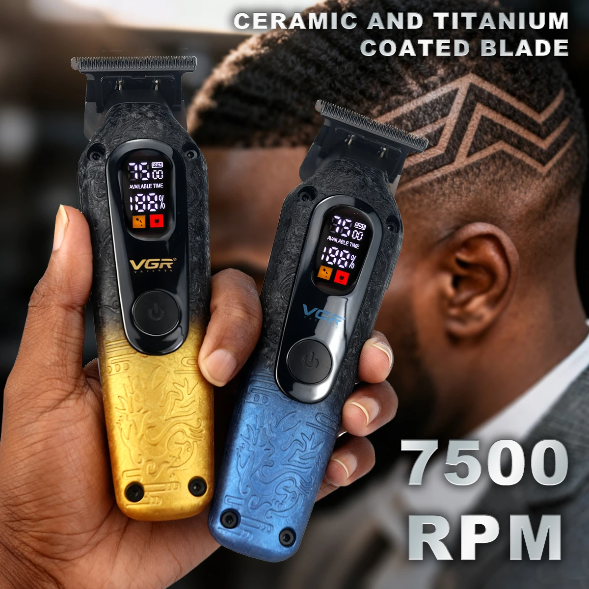 

VGR V-879T Профессиональный триммер для мужчин DLC Blade T-Blade 7500 об/мин светодиодный дисплей 1500 мАч триммер для волос финишная машина