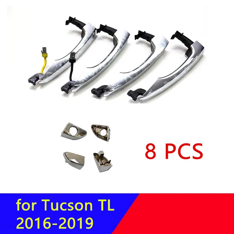 

8 шт. хромированная внешняя дверная ручка умный ключ для Hyundai Tucson 2016-2018 82651D3710 82661D3710