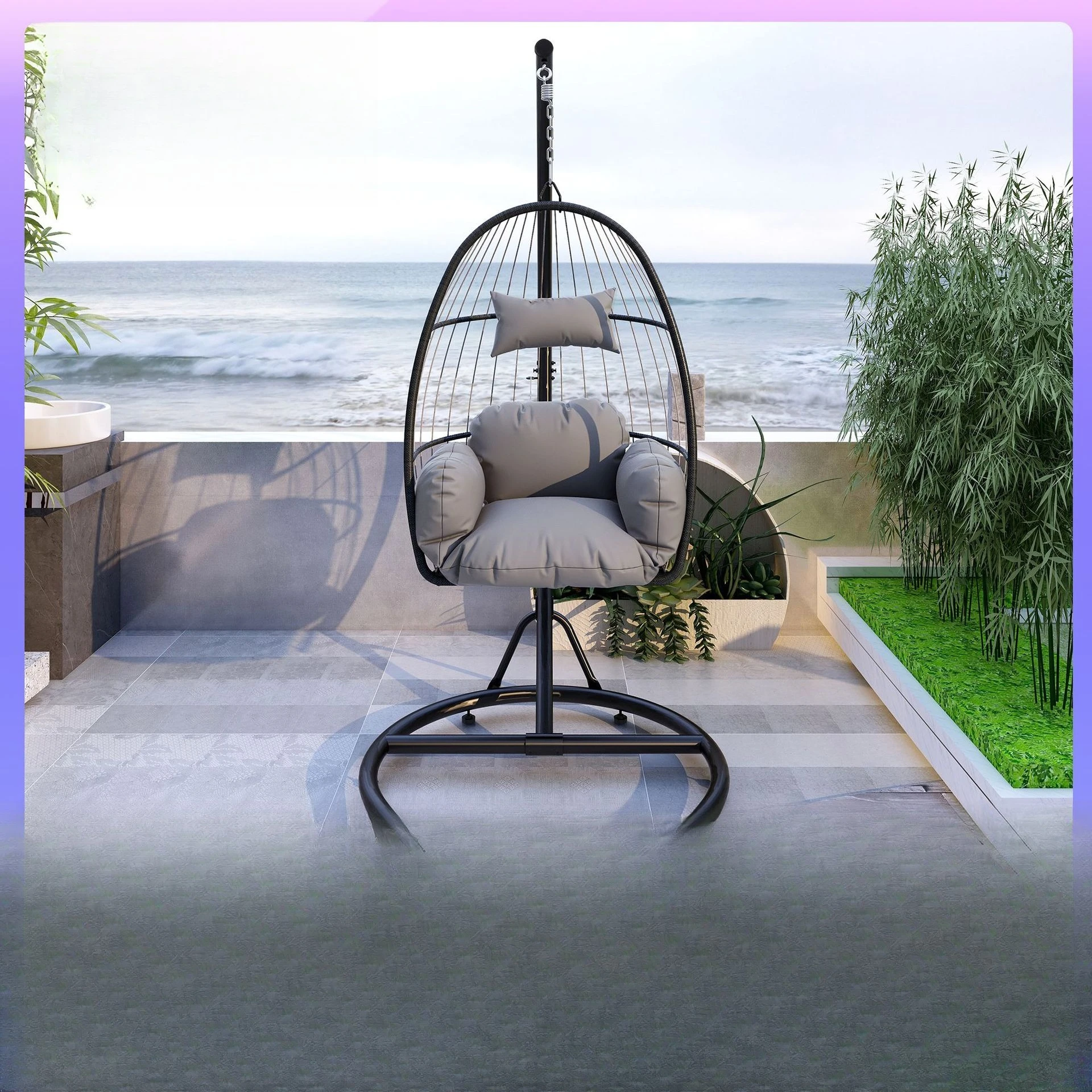 Outdoor leisure wrought iron hanging basket, balcony courtyard swing, bird's nest hanging chair