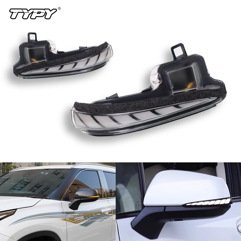 TYPY LED Side Mirror Lamp Dynamic Turn Signal White DRL Light For Toyota RAV4 Tacoma Highlander Alphard Vellfire Lexus LM 2Pcs