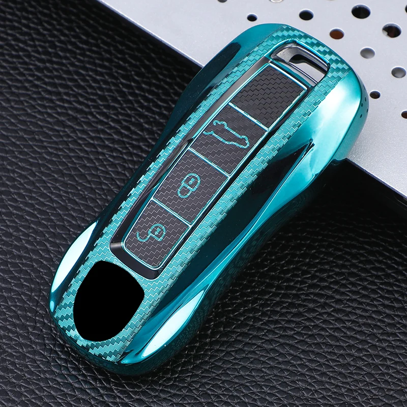 Für Porsche Panamera Cayenne 971 911 9YA Macan Boxste Carbon Fiber TPU Auto Schlüssel Fall Abdeckung Shell Auto Protector Zubehör