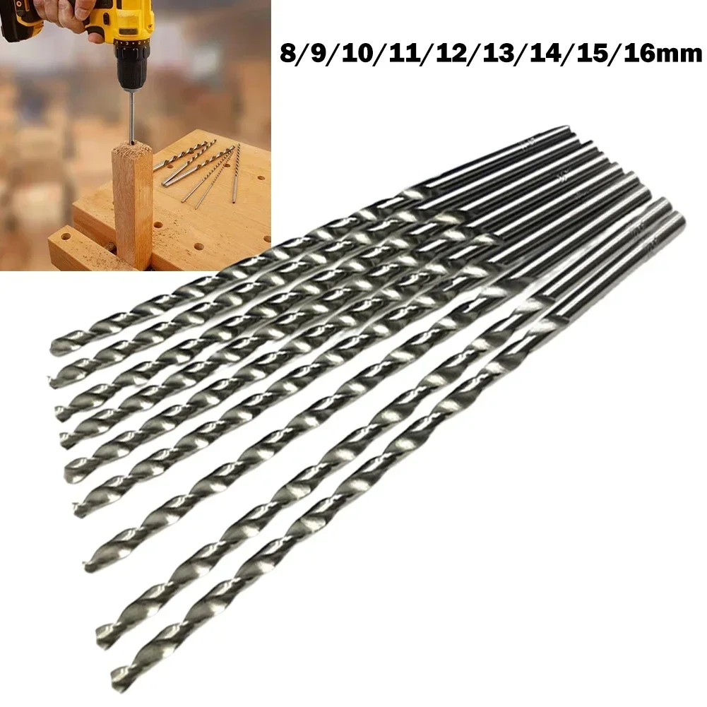 300MM extended drill HSS Extra Long twist drill high speed steel straight shank drill bit For Metal Plastic Wood 8/10/12MM