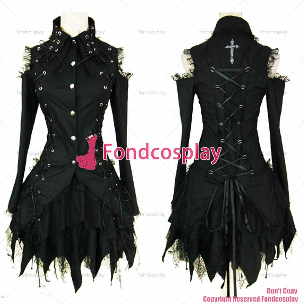 fondcosplay hiphop Gothic Tripp Lolita Punk Fashion Shirt Dress Black Cotton Jacket skirt Cosplay Costume CD/TV[CK443]