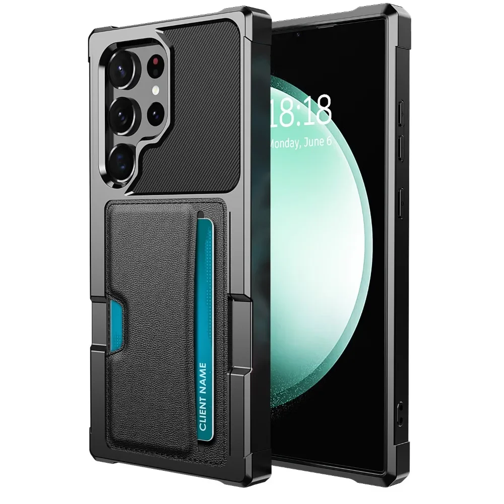 Für Samsung Galaxy S23 S21 Fe S24 S22 S20 Plus Note 20 Note20 Ultra Armor Handy hülle mit Karten fach halter Rückseite