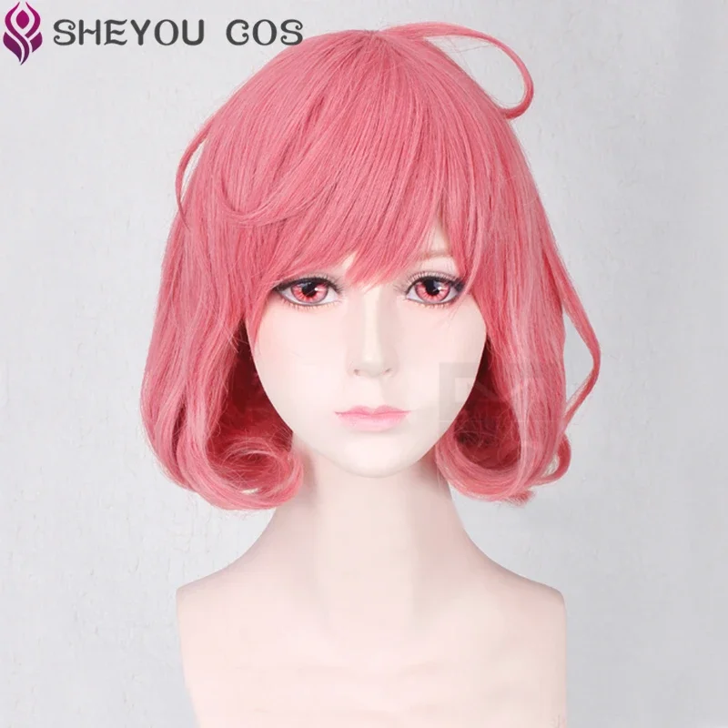 Anime Noragami emute Kofuku wigs cosplay costume women Girl short pink curly hair heat resistant cosplay costumes wig wig cap