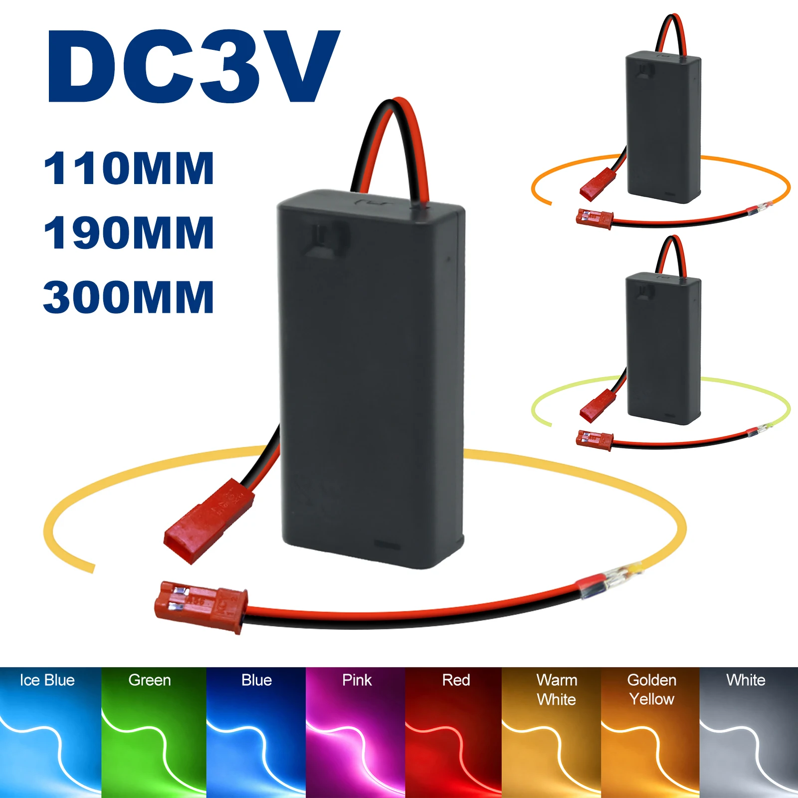 3V Battery Powered LED Filament 110mm 190mm 300mm Flexible 360° Luminous Edison Bulb Diode Lamp Parts for DIY Decor Lighting