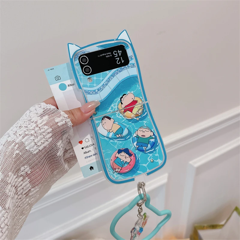 Cute Cartoon Japan Anime Crayon Shin chan Phone Case For Samsung Galaxy Z Flip 7 6 5 Case Soft TPU Back Cover For Z Flip 3 4 view 6