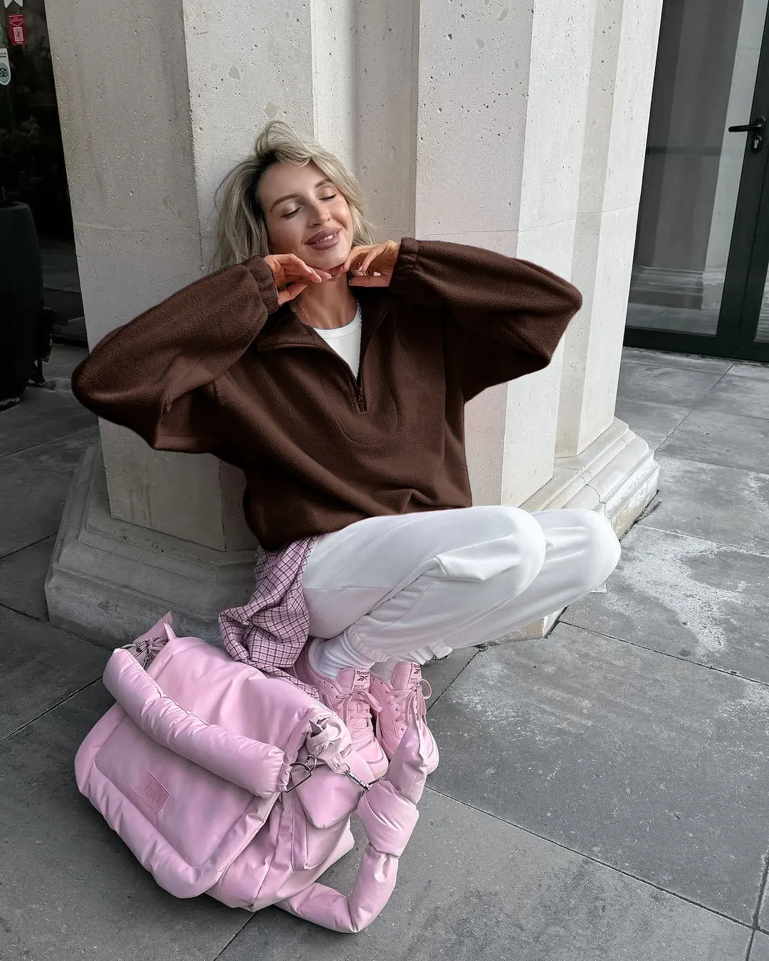 Modischer Sweatshirt mit Stehkragen aus Fleece für Damen, Herbst-Winter, einfarbig, lockerer Pullover, lässige Damenmode, halber Reißverschluss, Streetwear – Detail 10