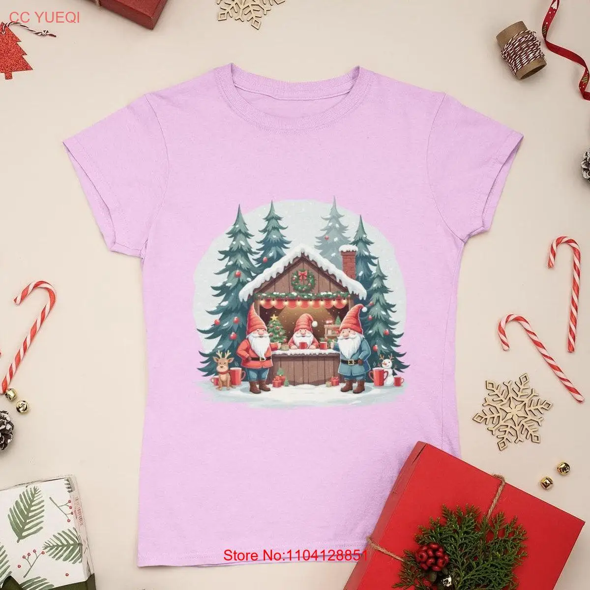 Christmas Gnomes T Shirt Cozy Winter Market Hot Chocolate Gnome Design Festive Reindeer Mug s for Lovers