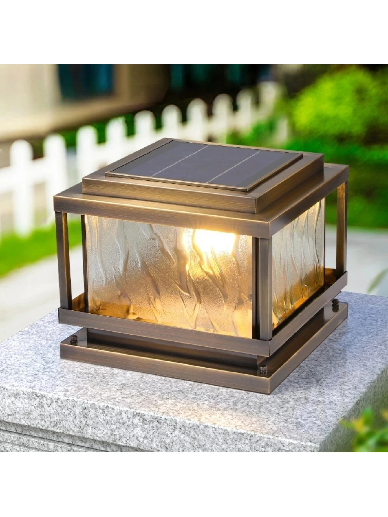 outdoor waterproof wall pillar light All copper solar stigma head courtyard light villa door connected