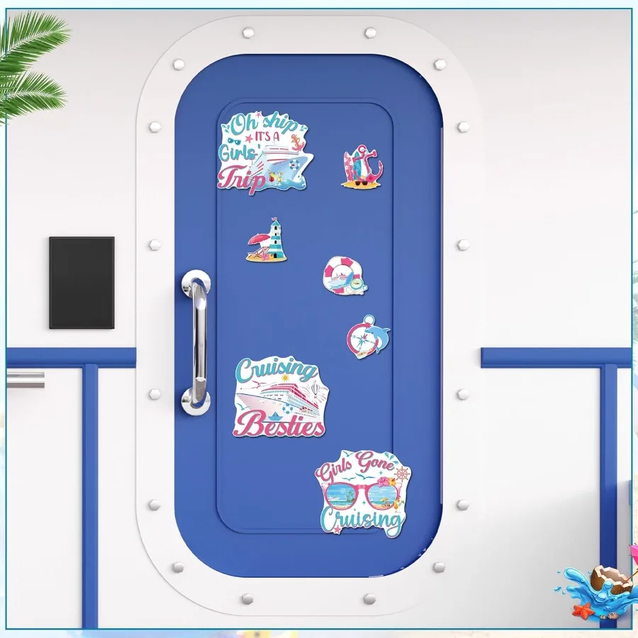 زينة باب الرحلة المغناطيسية 7 قطعة رحلة الفتيات كروز باب المغناطيس أوه السفينة إنها رحلة الفتاة مضحك المغناطيسي كابينة السفينة تسجيل