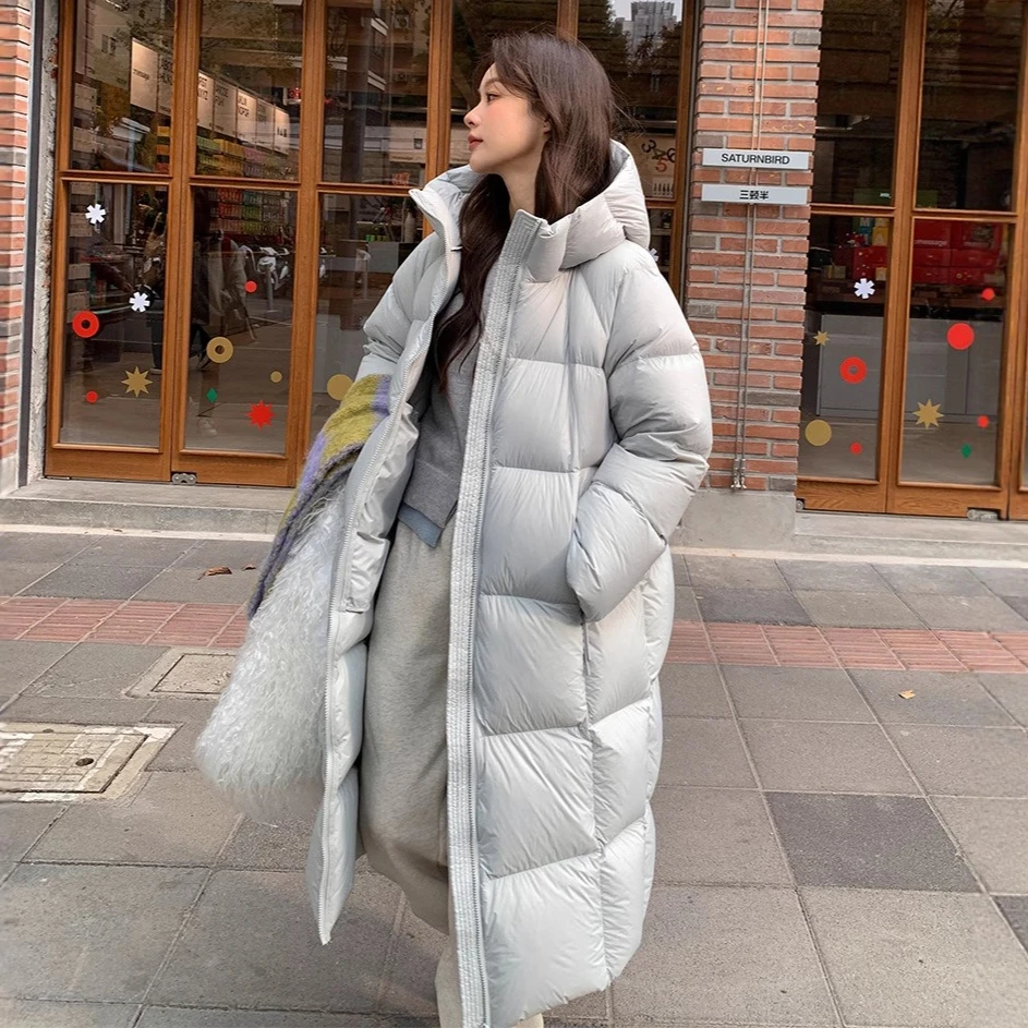 Long Women Parkas Coat Hooded Overcoats Solid Zipper Long Sleeves Full Sleeve Looose Thick Casual Office Lady 2025 Autumn Winter