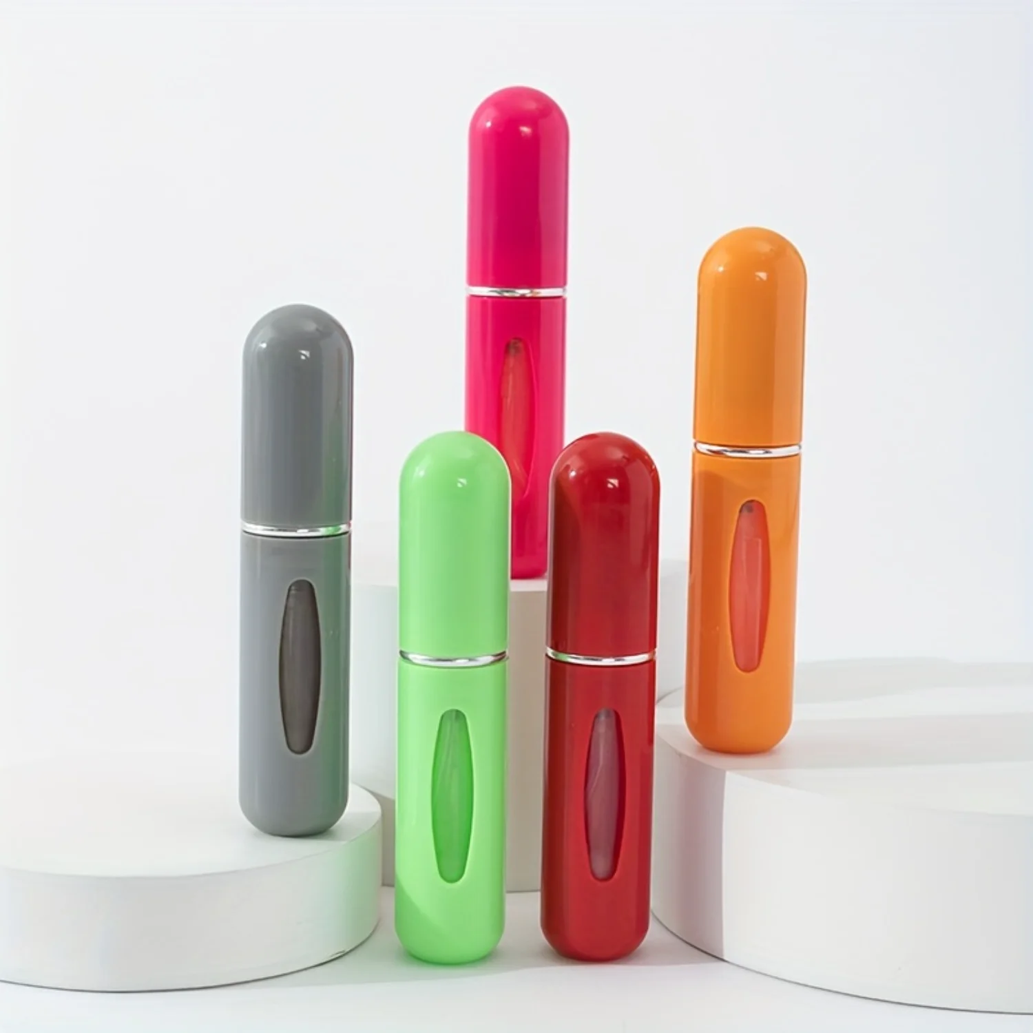 5 шт. Набор распылителей для духов премиум-класса для путешествий — стильные, герметичные, многоразовые мини-бутылки емкостью 5 мл — портативный, многоразовый образец макияжа C