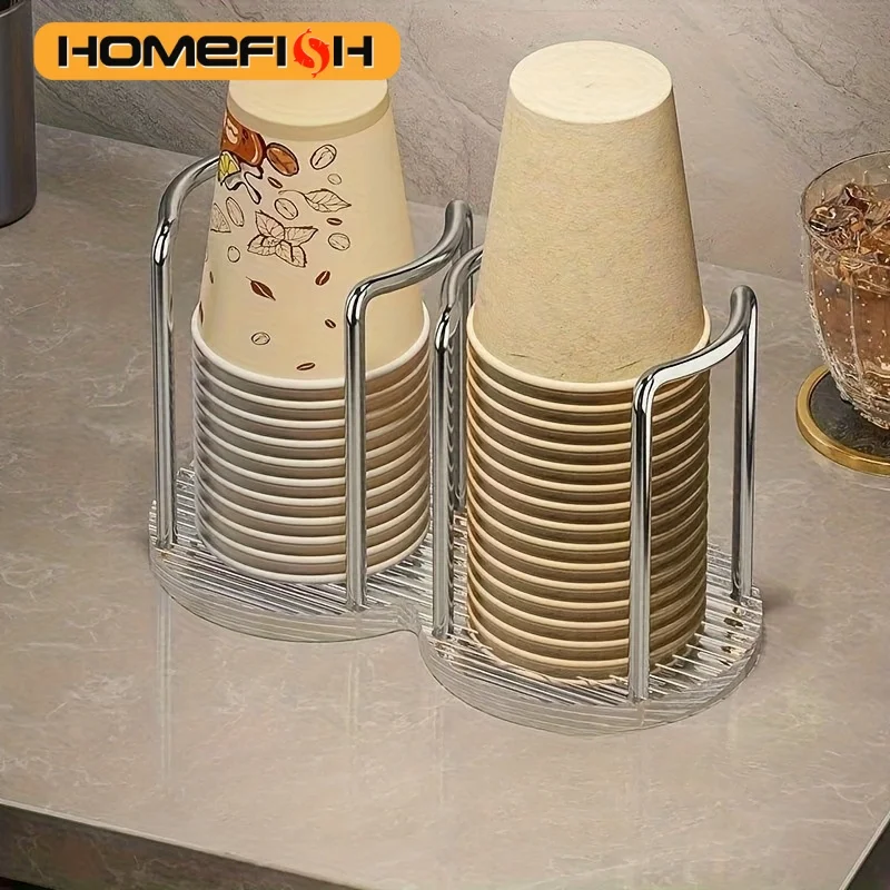 Wall Mount Disposable Cup Holder Luxury Cup Dispenser Rack Mug Display Stand Home Storage Organizer for Water Tea Cups image 6