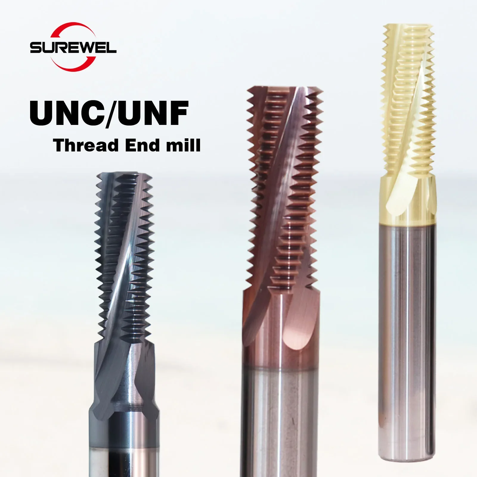

SUREWEL CNC Tools UNC Threading End Mills HRC65 Tungsten Thread Milling Cutters Full teeth UNC3/4 for Superalloys, Nickel Alloys