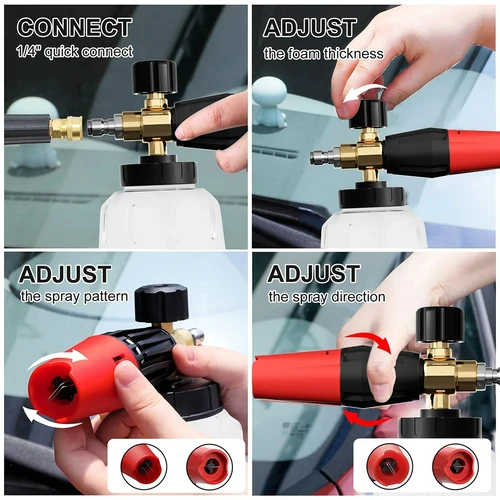 Imagen 2 del producto Accesorios de lavado de coches de 1L, lanza de espuma totalmente transparente para lavadora de alta presión, pistola de agua para Karcher Nilfisk Bosch Stihl Lavor