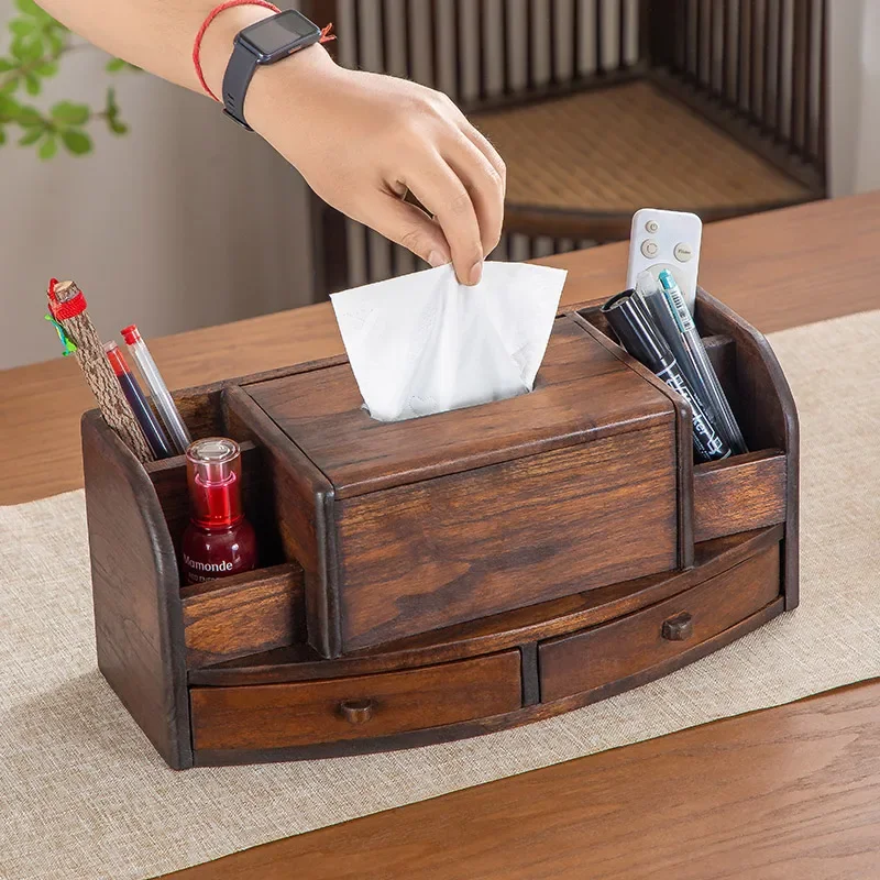 

Thai wooden multi-functional tissue box home living room coffee table desktop storage box creative solid wood retro paper box