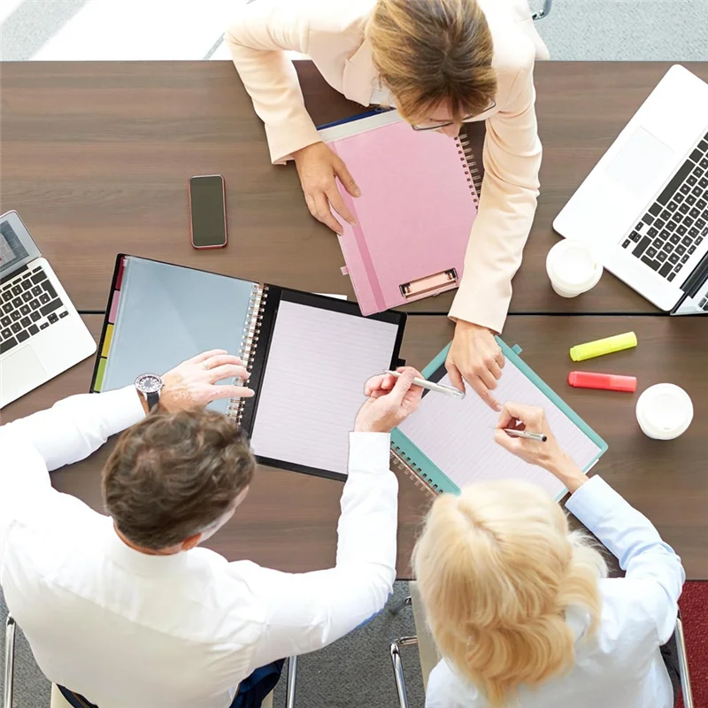 

AC56-Spiral Clipboard With Storage Zipper Bag, Briefcase Storage Bag With Clipboard Folio, 5 Divided Folders