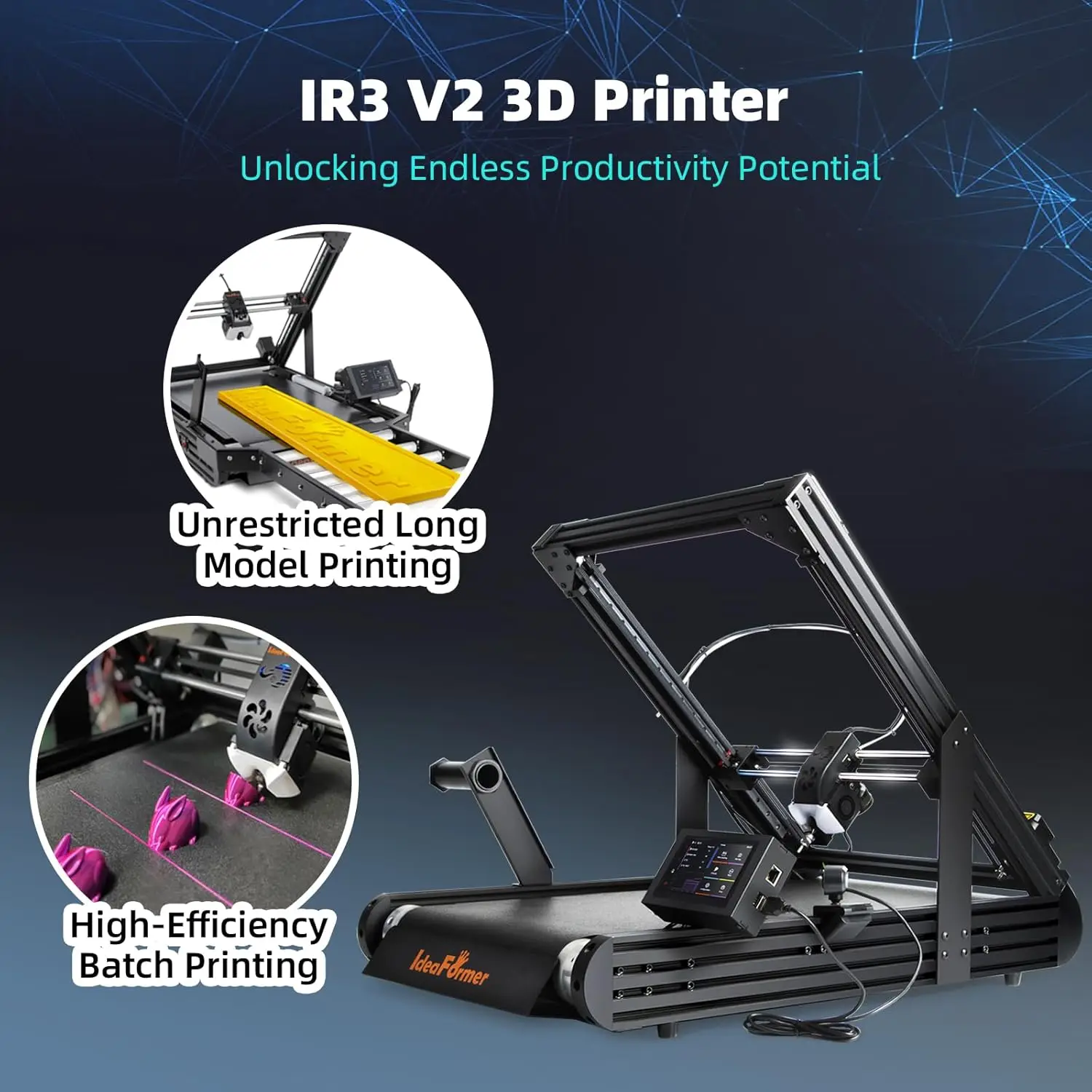Infinite Z Axis Conveyor Belt 3D Printer + Extended Roller Enclosure 250×250×∞mm, IR3 V2 Belt 3D Printer for Long/Batch Printing