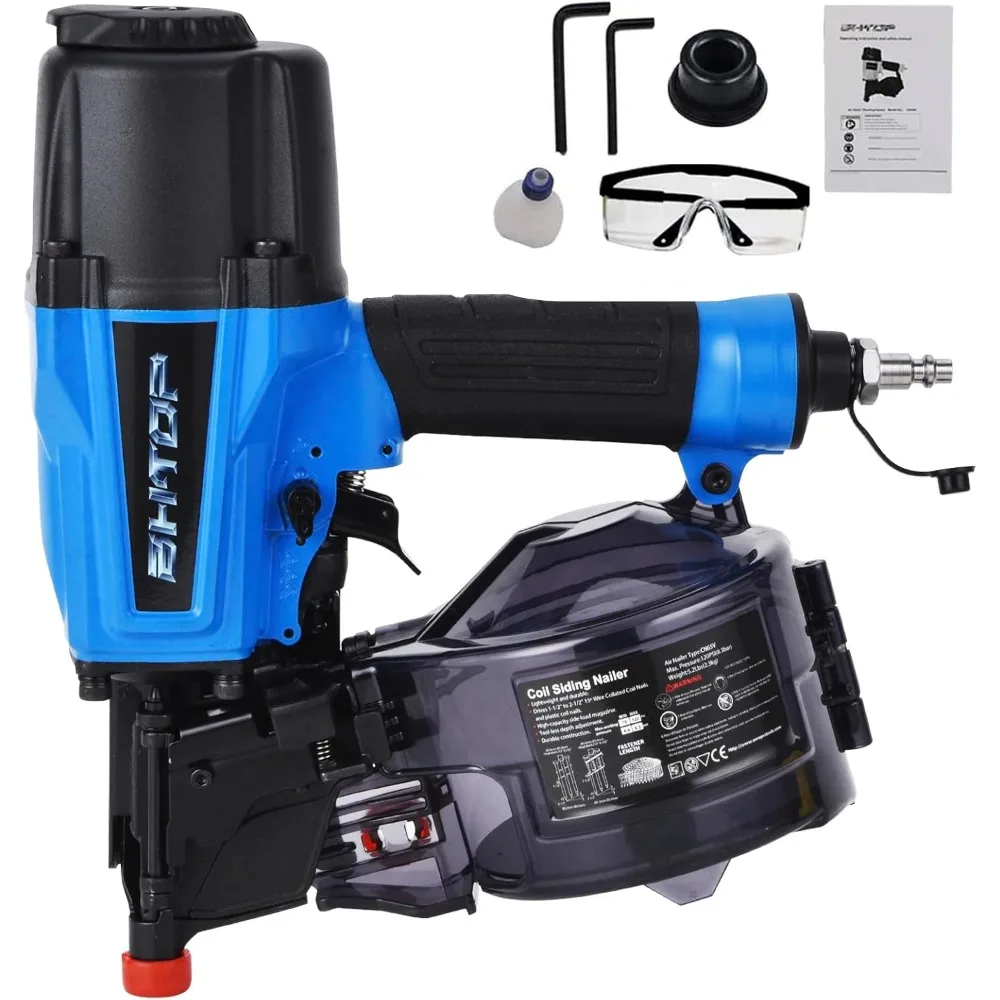 

BHTOP Siding Nail Gun, 15-Degree Coil Siding Fencing Nailer, 1-1/2 inch to 2-1/2 Inch for Siding, Fiber Cement, Fencing, Cedar S