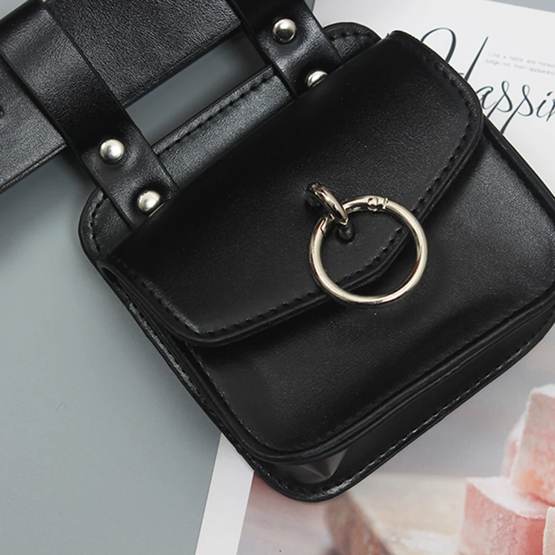 [EAM]  Pu Leather Black Mini-bag Metal Buckle Long Wide Belt Personality Women New Fashion All-match Spring Autumn 2024 1DE7007