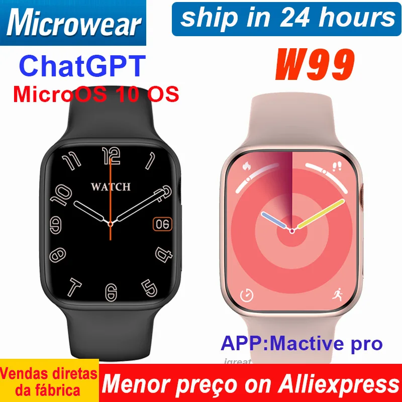 W99 Smart Watch Men ChatGPT 45MM OS10 Compass NFC Feeling Game Bluetooth Call Music Player Watch Series 9 Smartwatch